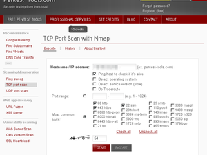 Le test des ports via pentest-tools.com